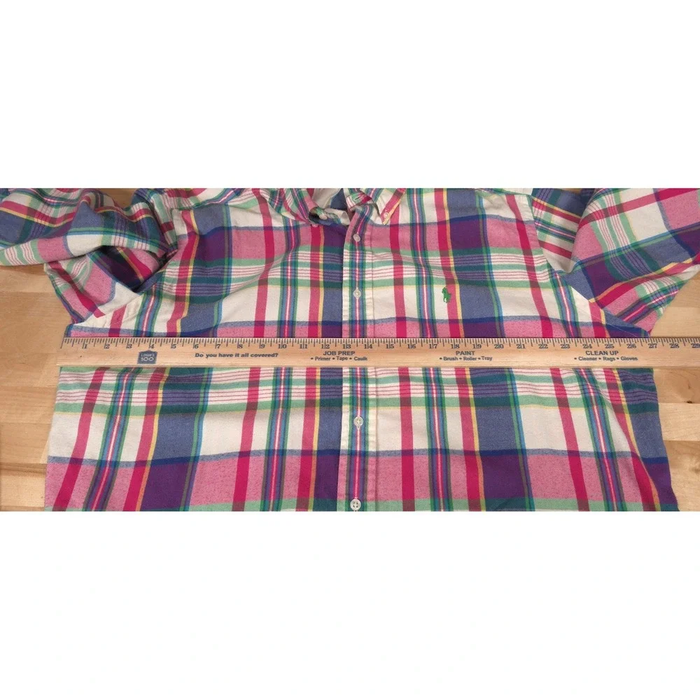 Polo Ralph Lauren Performance Shirt XL Long Sleeve Classic Fit Pink Blue Plaid